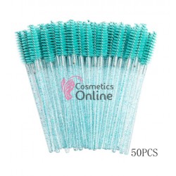 Periute Mascara pentru extensii gene false, 50 bucati PMS011 Turcoaz cu sclipici